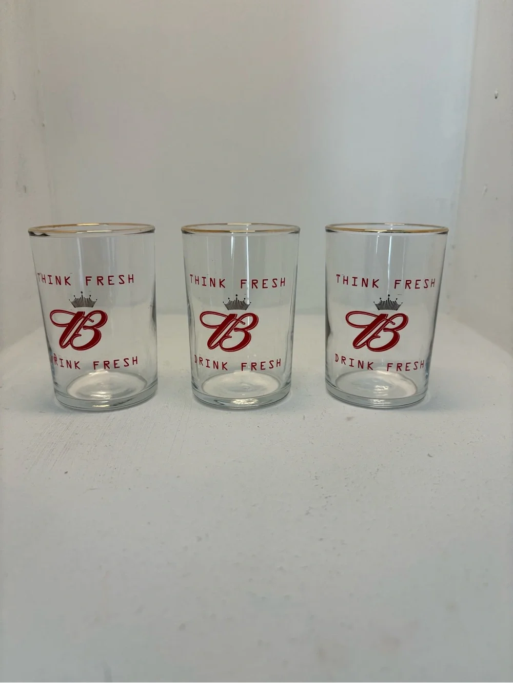 Vintage Budweiser Think Fresh Drink Fresh Beer Tasting Glasses Set of 3